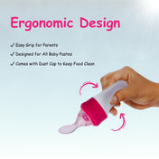 Adore Mr.Bear Baby Premium Silicon Squeeze Feeder with Cap & Storage Case- 100ml- Pink