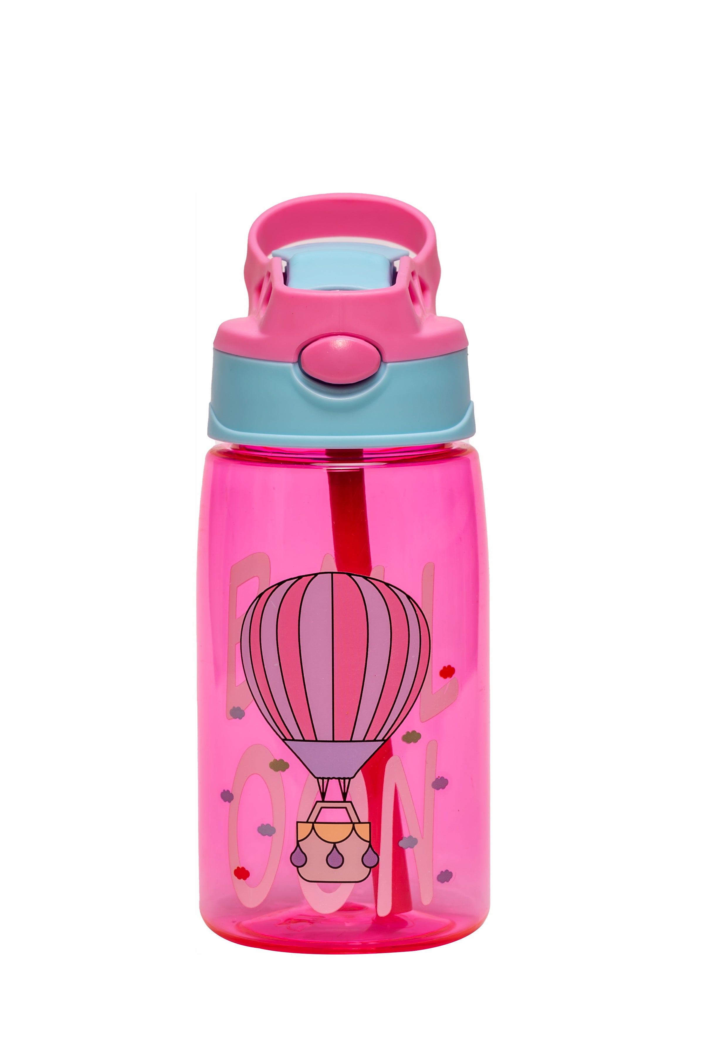 Adore Basics Land Era Straw Sipper Water Bottle with Handle - 500 ml Pink hot Balloon