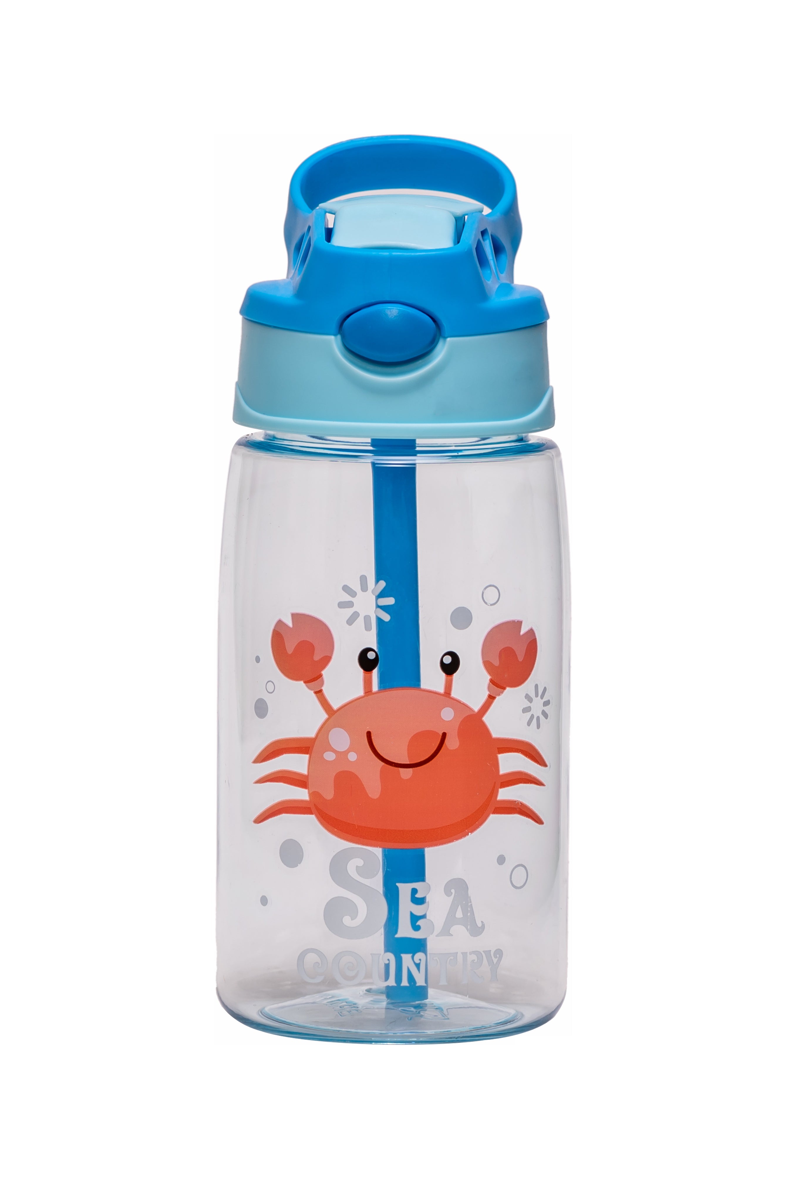 Adore Basics Land Era Straw Sipper Water Bottle with Handle - 500 ml  Blue crab