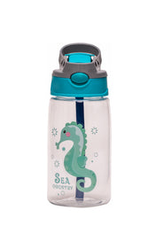 Adore Basics Land Era Straw Sipper Water Bottle with Handle - 500 ml Blue Sea Horse