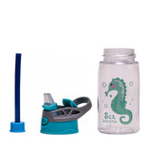 Adore Basics Land Era Straw Sipper Water Bottle with Handle - 500 ml Blue Sea Horse