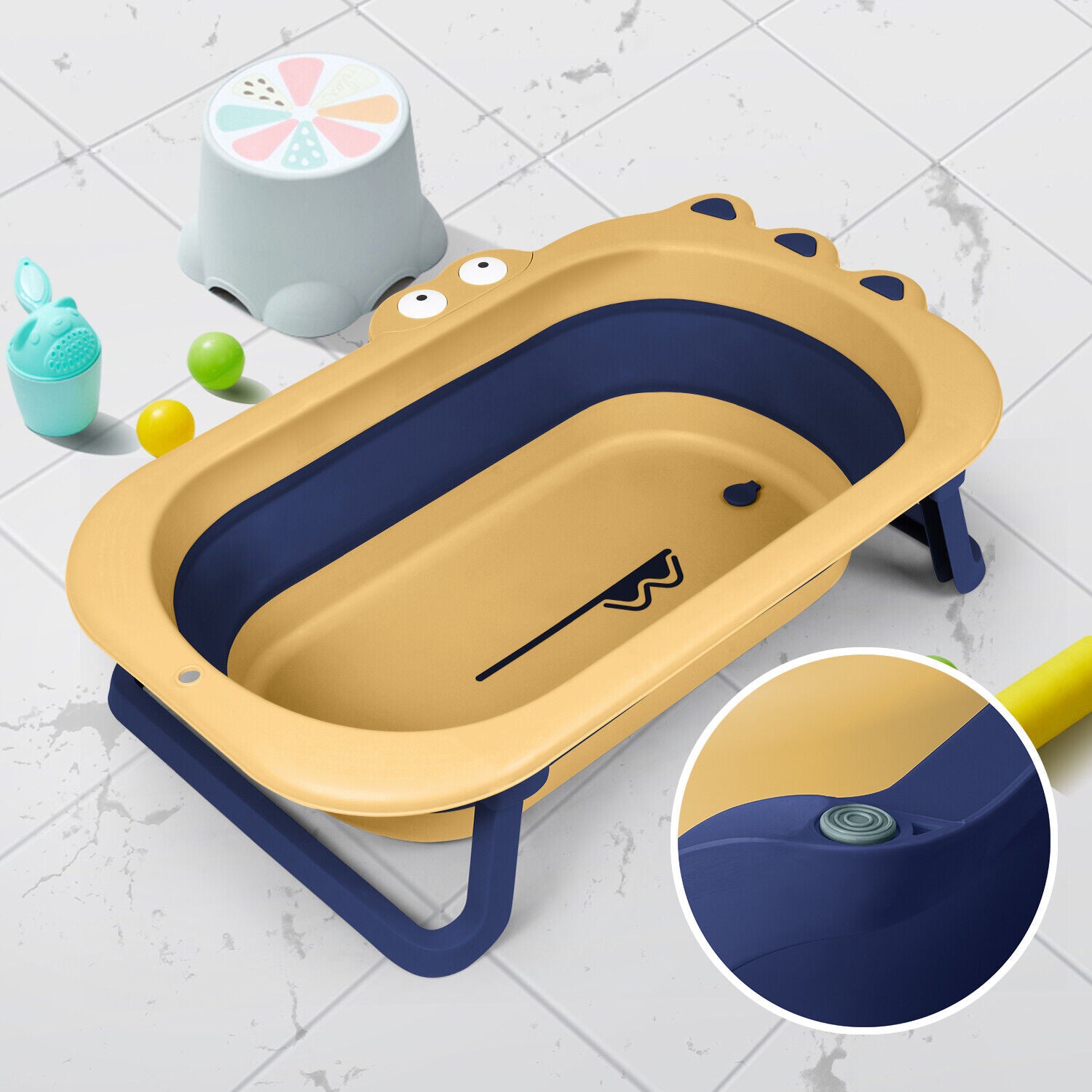 Adore Croco! The Foldable Baby Bath Tub- Super Space Saver - Yellow
