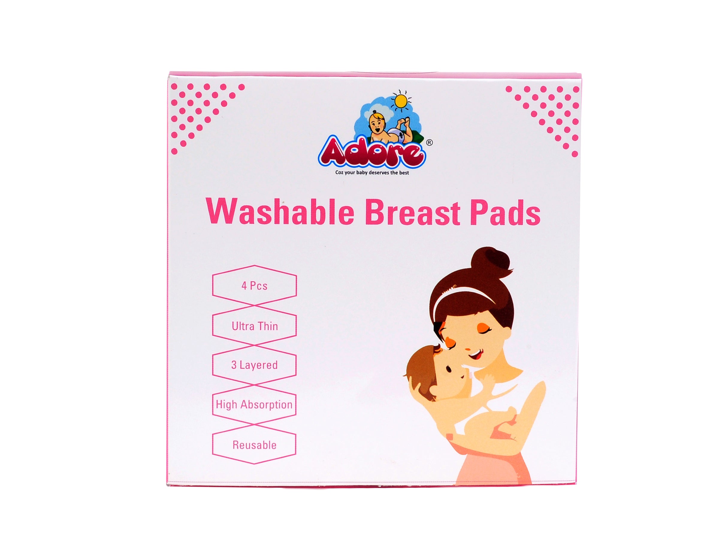 Adore Organic Bamboo 3-Layer Washable Breast Pad - Pack of 6