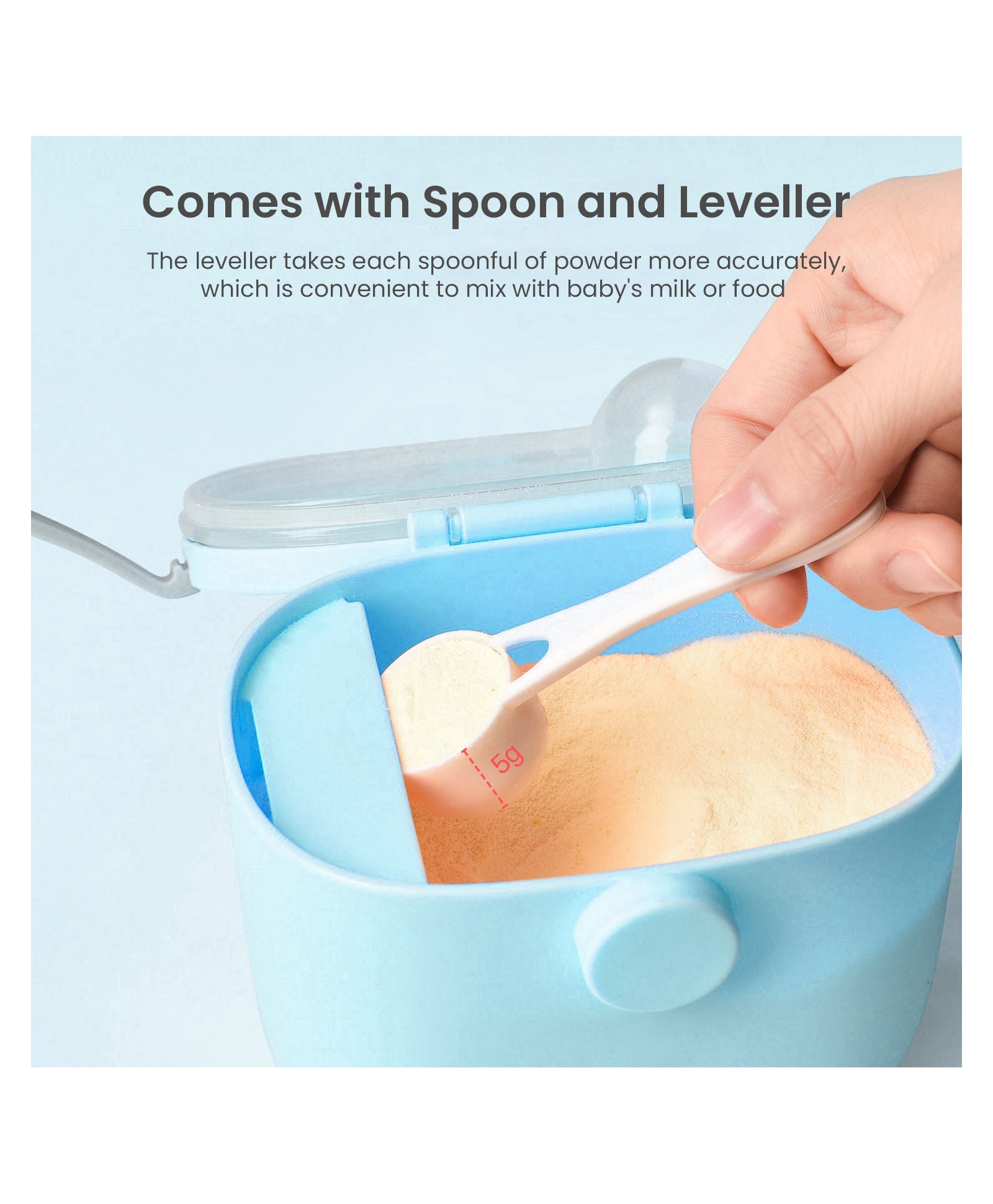 Adore Fantastico Milk Powder Container with Leveler Scoop 240 g - Blue