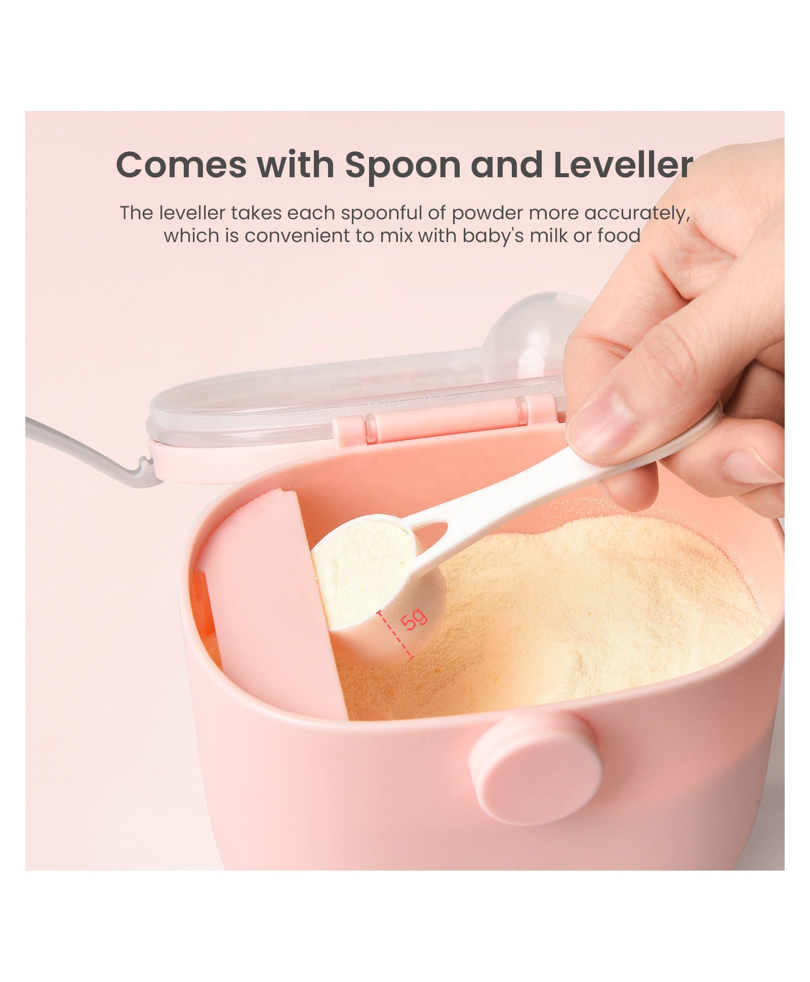 Adore Fantastico Milk Powder Container with Leveler Scoop 240 g - Pink