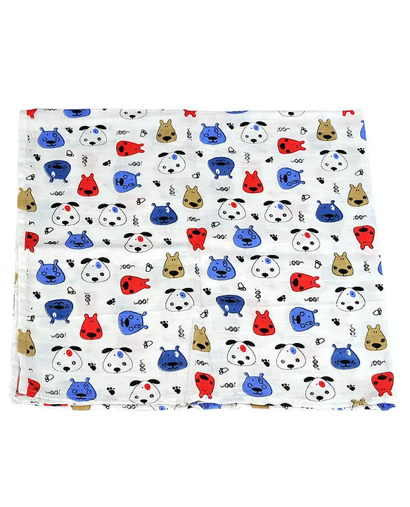 Adore Basics Organic Cotton Muslin Baby Swaddles L 100 x B 100 cm - Dogyy Doo Print