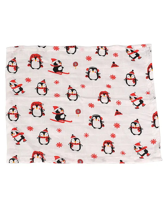 Adore Basics Organic Cotton Muslin Baby Swaddles L 120 x B 120 cm - Penguin Print