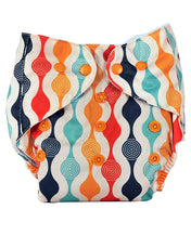Adore Unisize Adjustable Cloth Diaper With 5 Layered Charcoal Insert Abstract Print - Rainbow Multicolor