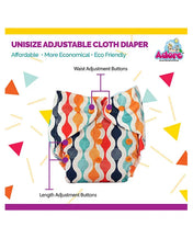 Adore Unisize Adjustable Cloth Diaper With 5 Layered Charcoal Insert Abstract Print - Rainbow Multicolor