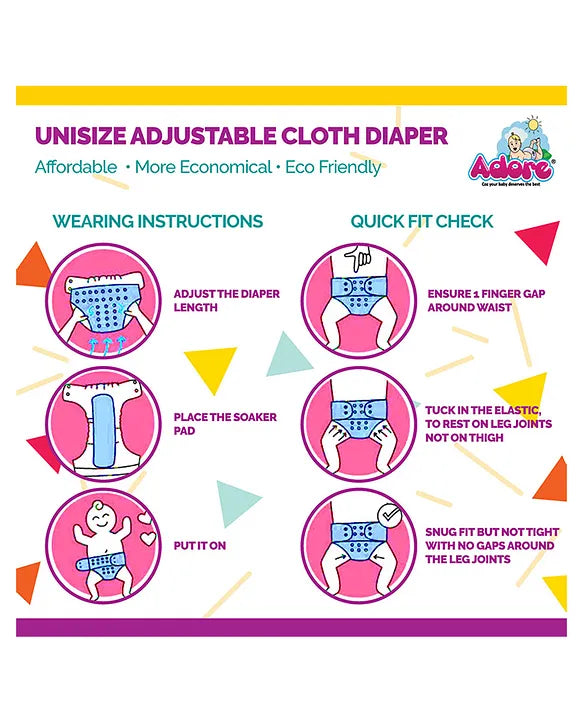 Adore Unisize Adjustable Cloth Diaper With 5 Layered Charcoal Insert Abstract Print - Vehicle Print