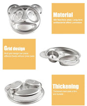 Adore Eatza - The Stainless Steel Feeding Plate with 4 Compartments- Bear