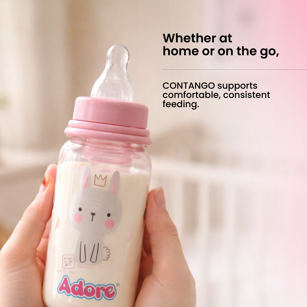 Adore Advanced CONTANGO- The 4 Stage Ventilated Anti-Colic Stem Baby Feeding Bottle- 250ml- Pink