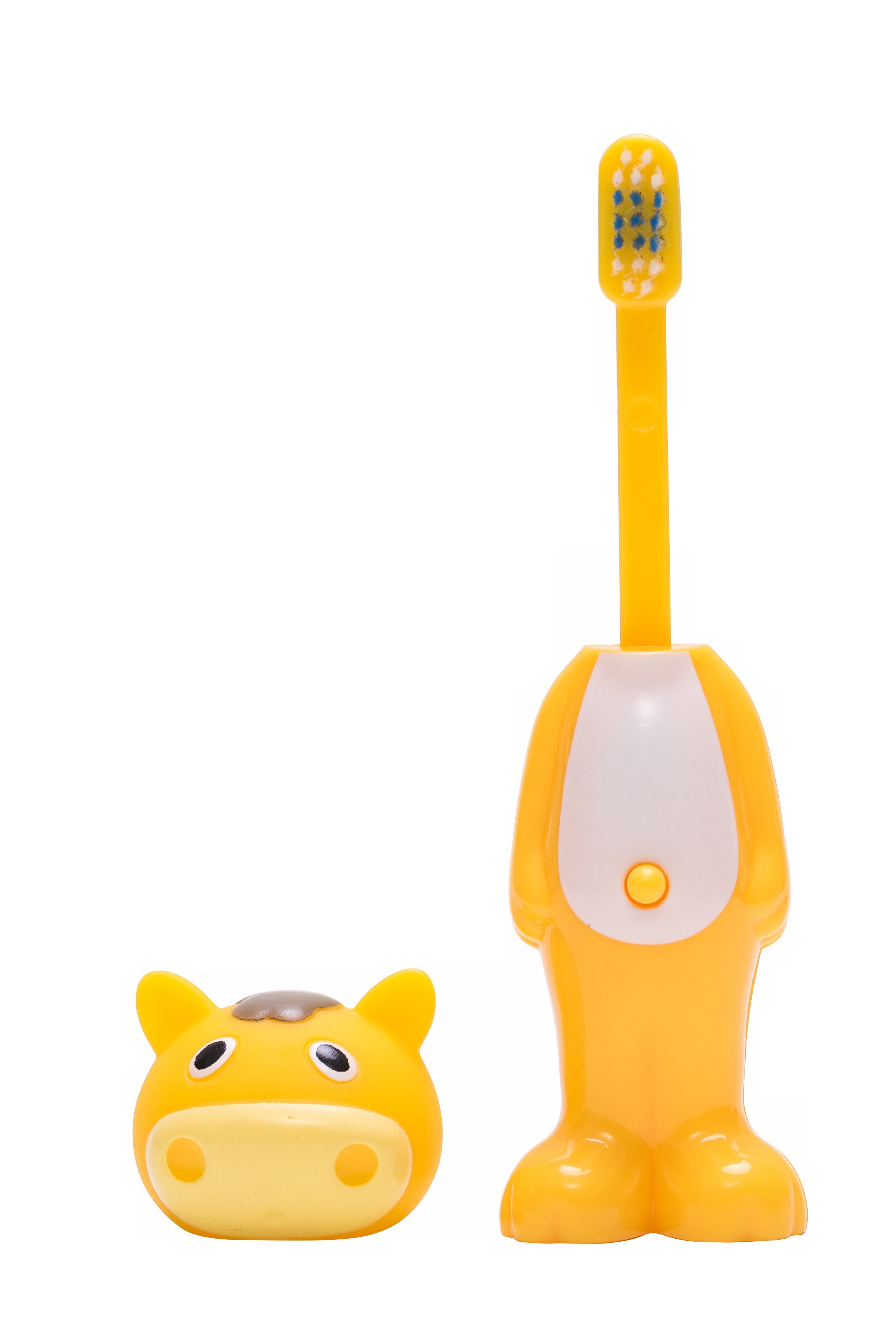 Adore Kids Pop Up Toothbrush with Safety Head Attractive Character - Yellow Cow