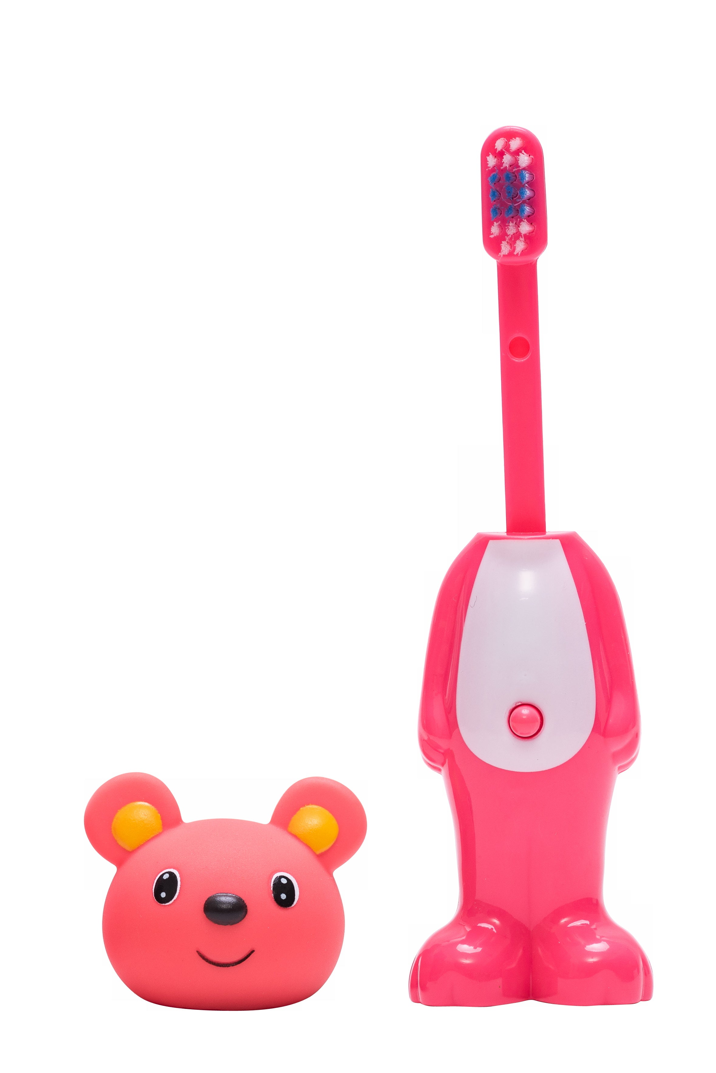 Adore Kids Pop Up Toothbrush with Safety Head Attractive Character - Pink Teddy