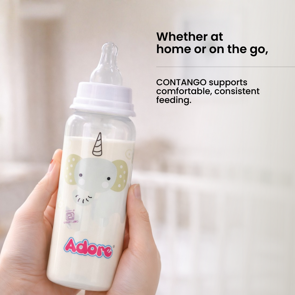 Adore Advanced CONTANGO- The 4 Stage Ventilated Anti-Colic Stem Baby Feeding Bottle- 250ml- White