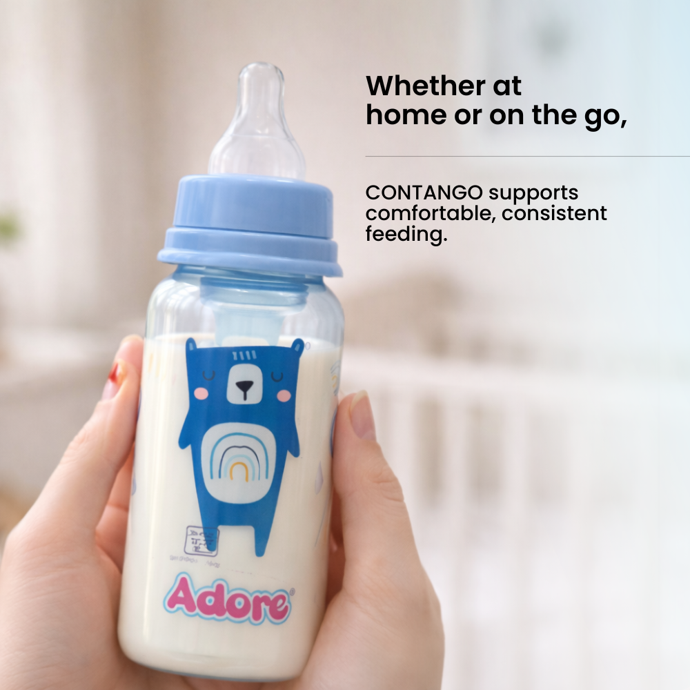 Adore Advanced CONTANGO- The 4 Stage Ventilated Anti-Colic Stem Baby Feeding Bottle- 250ml- Blue
