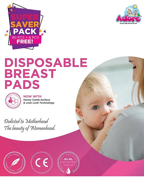 Adore Voila Disposable Breast Pads with Honeycomb Design- Pack of 96