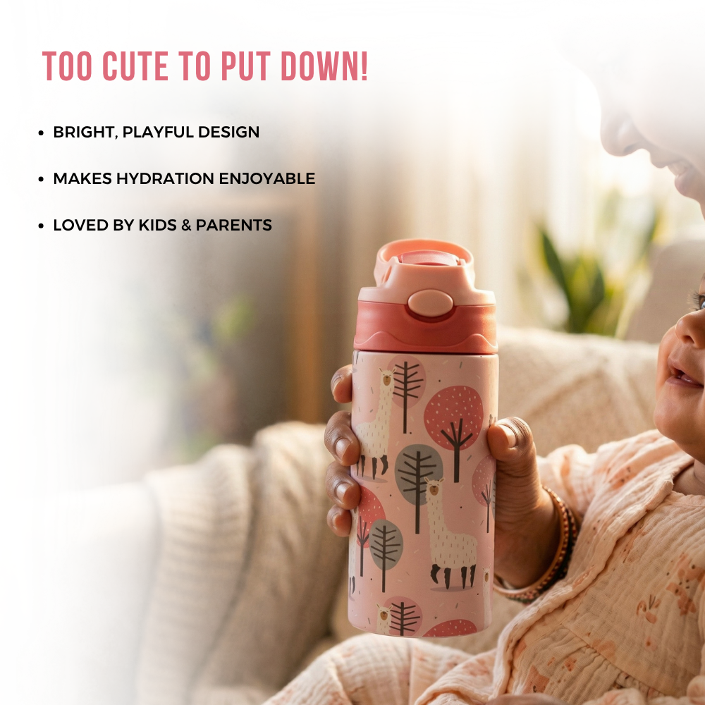 Adore Helios! Double Wall Insulated Stainless Steel Sipper 350ml- Pink Animal