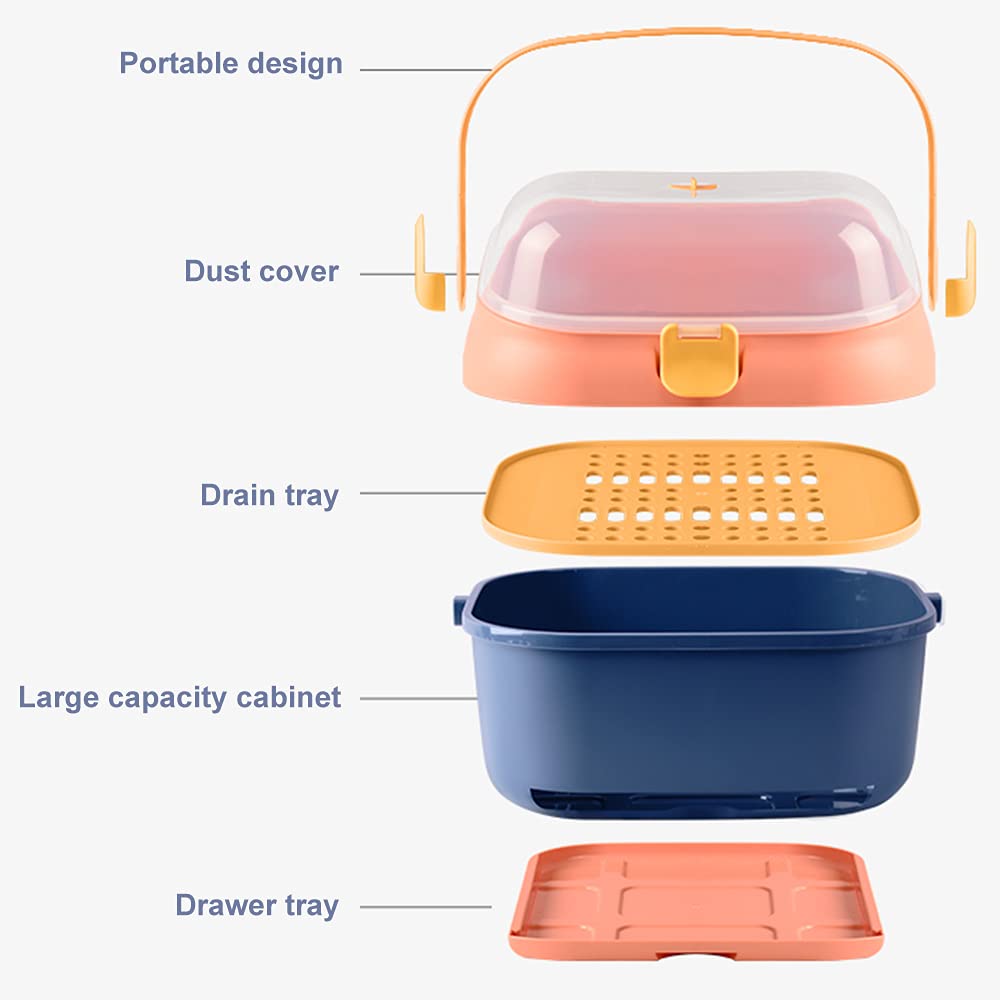 Adore Tornado 2 in 1 Baby Bottle Drying Rack & Storage Box with Lid & Handle - Pink