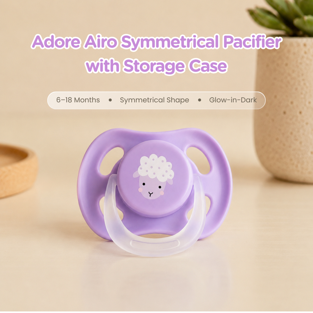 Adore Airo! The Symmetrical Pacifier that Glows in Dark with Storage Case- Purple