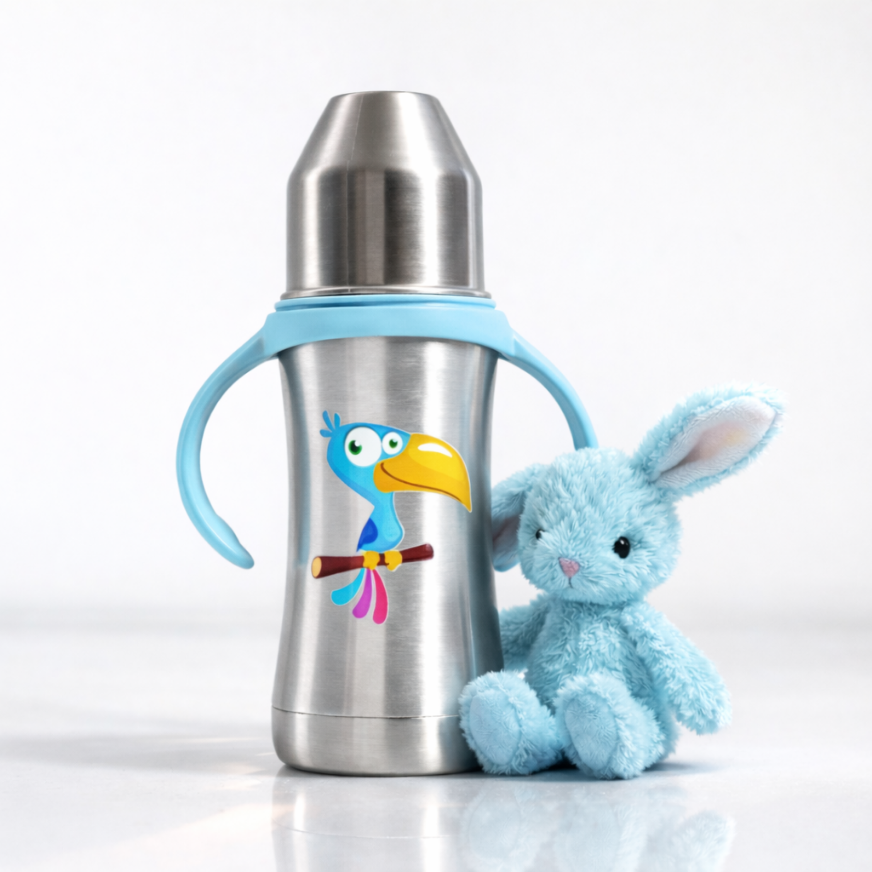 Adore Twilight 2in 1 Stainless Steel Sipper with Twin Handle 250ml - Blue Toucan