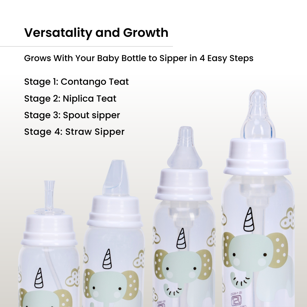 Adore Advanced CONTANGO- The 4 Stage Ventilated Anti-Colic Stem Baby Feeding Bottle- 250ml- White