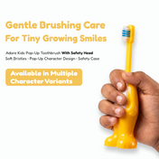 Adore Kids Pop Up Toothbrush with Safety Head Attractive Character - Yellow Cow