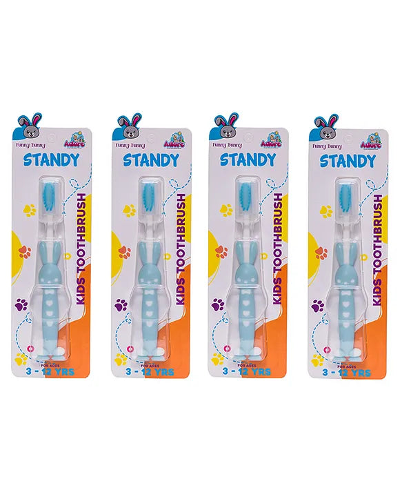 Adore Standy Kids Toothbrush With Safety Case Pack of 4 - Blue