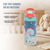 Adore Helios! Double Wall Insulated Stainless Steel Sipper 350ml- Blue Sky Dino