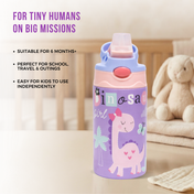 Adore Helios! Double Wall Insulated Stainless Steel Sipper 350ml- Purple Dino