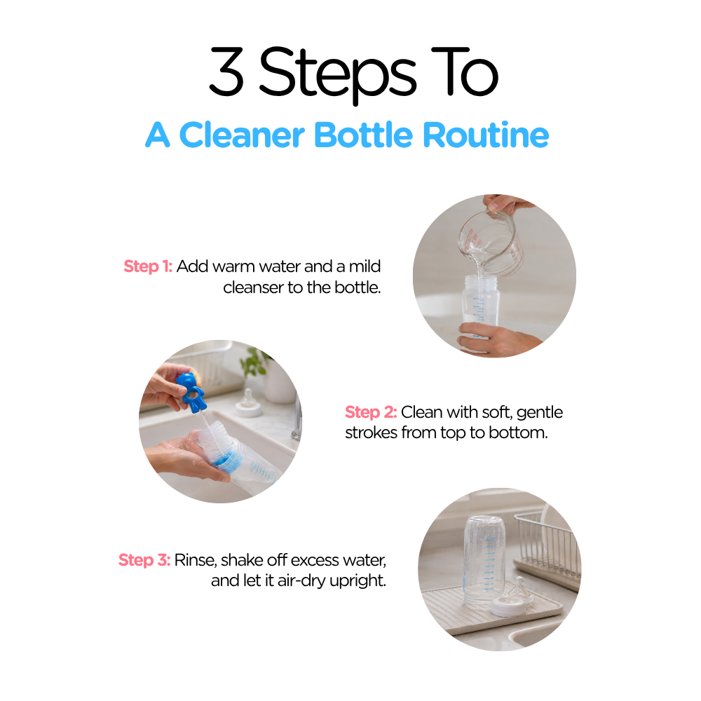 Adore Hola Bear 2 in 1 Bottle Cleaning Brush Kit- Blue