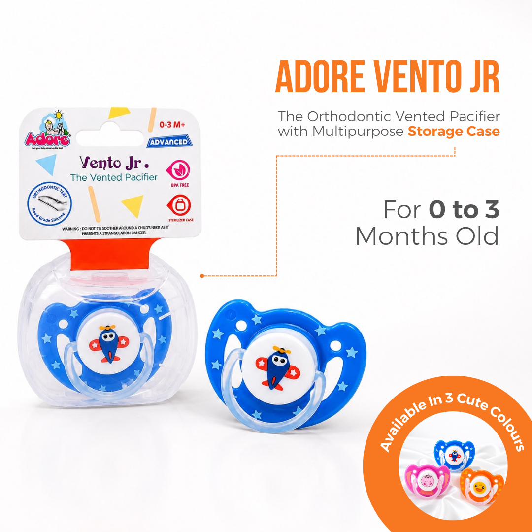 Adore Vento Jr - The Orthodontic Vented Pacifier with Multipurpose Storage Case - Orange