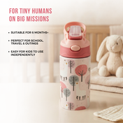 Adore Helios! Double Wall Insulated Stainless Steel Sipper 350ml- Pink Animal