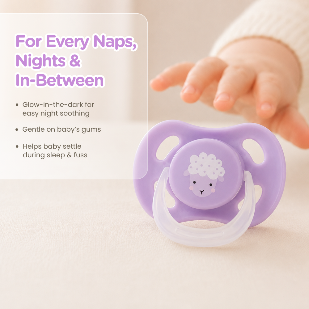 Adore Airo! The Symmetrical Pacifier that Glows in Dark with Storage Case- Purple