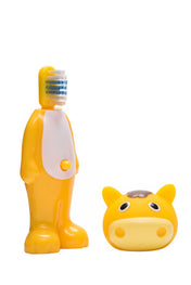 Adore Kids Pop Up Toothbrush with Safety Head Attractive Character - Yellow Cow