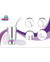 Adore Bliss Stainless Steel Tumbler with Lid, Hole Lid, Straw and Brush Set - 300 ml Plain