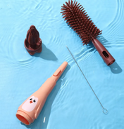 Adore Li'l Penguin 3 in 1 Silicone Scratch Free Bottle Cleaning Brush Kit - Blue