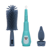 Adore Li'l Penguin 3 in 1 Silicone Scratch Free Bottle Cleaning Brush Kit - Blue