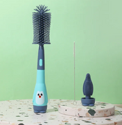 Adore Li'l Penguin 3 in 1 Silicone Scratch Free Bottle Cleaning Brush Kit - Blue