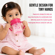 Adore Magic 360 Degree Spill Proof Sipper Cup with Handle 240 ml- Pink