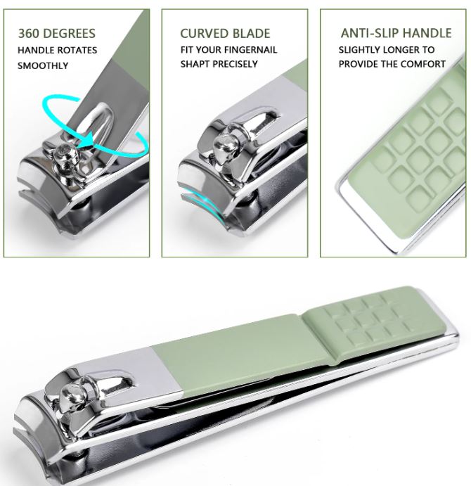 Adore KAMIKAZE! 12 pc Pedicure ,Manicure & Ear Cleaning set with case - Green