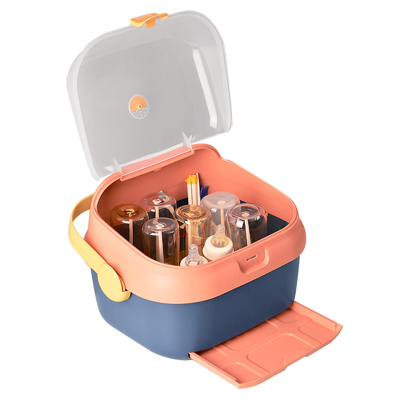 Adore Tornado 2 in 1 Baby Bottle Drying Rack & Storage Box with Lid & Handle - Pink