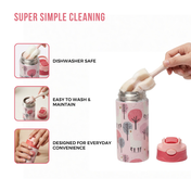 Adore Helios! Double Wall Insulated Stainless Steel Sipper 350ml- Pink Animal