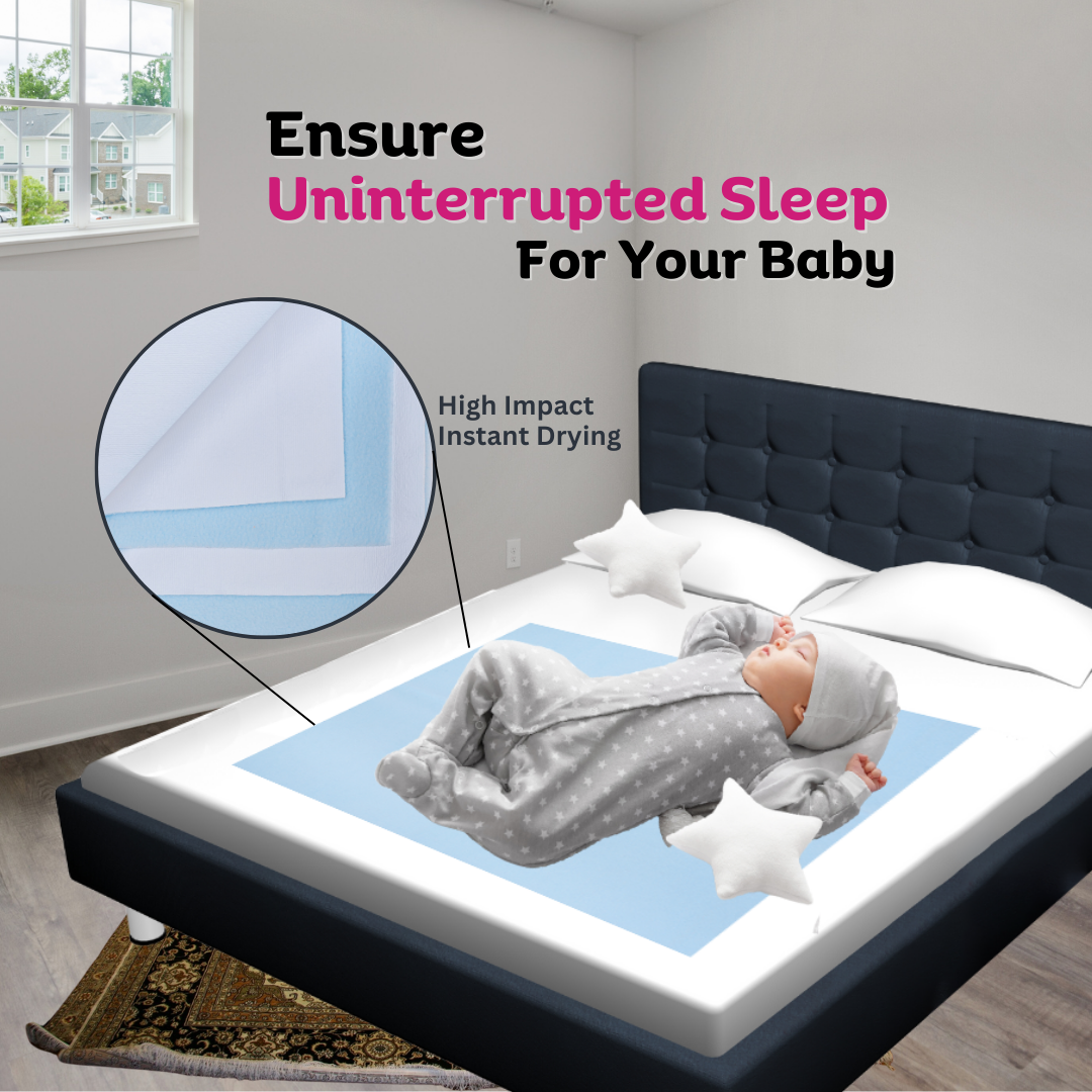 Adore Insta Dry Water Absorbent Baby Bed Protector Sheet - Small - 50*70cm - BLUE