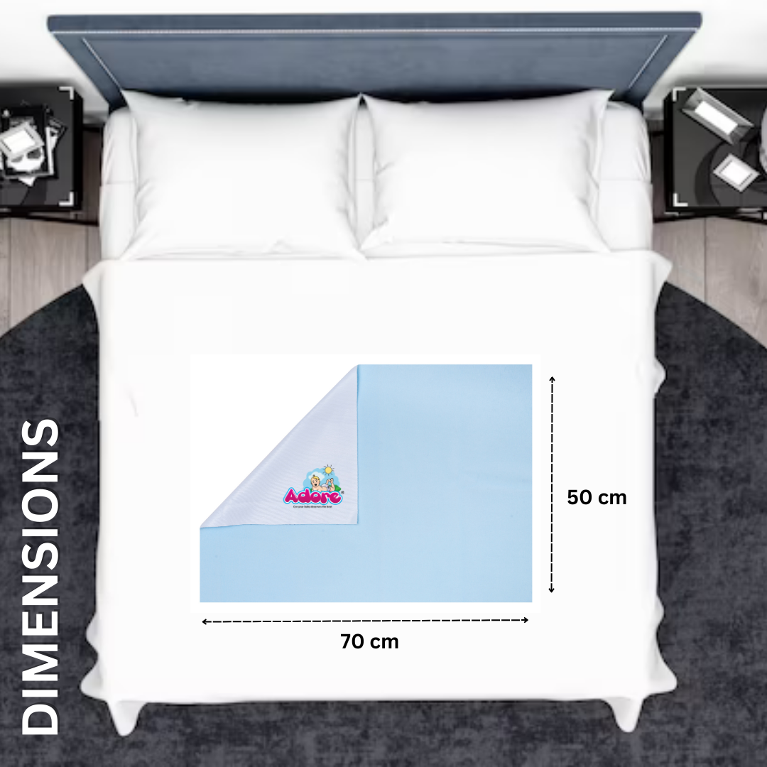 Adore Insta Dry Water Absorbent Baby Bed Protector Sheet - Small - 50*70cm - BLUE