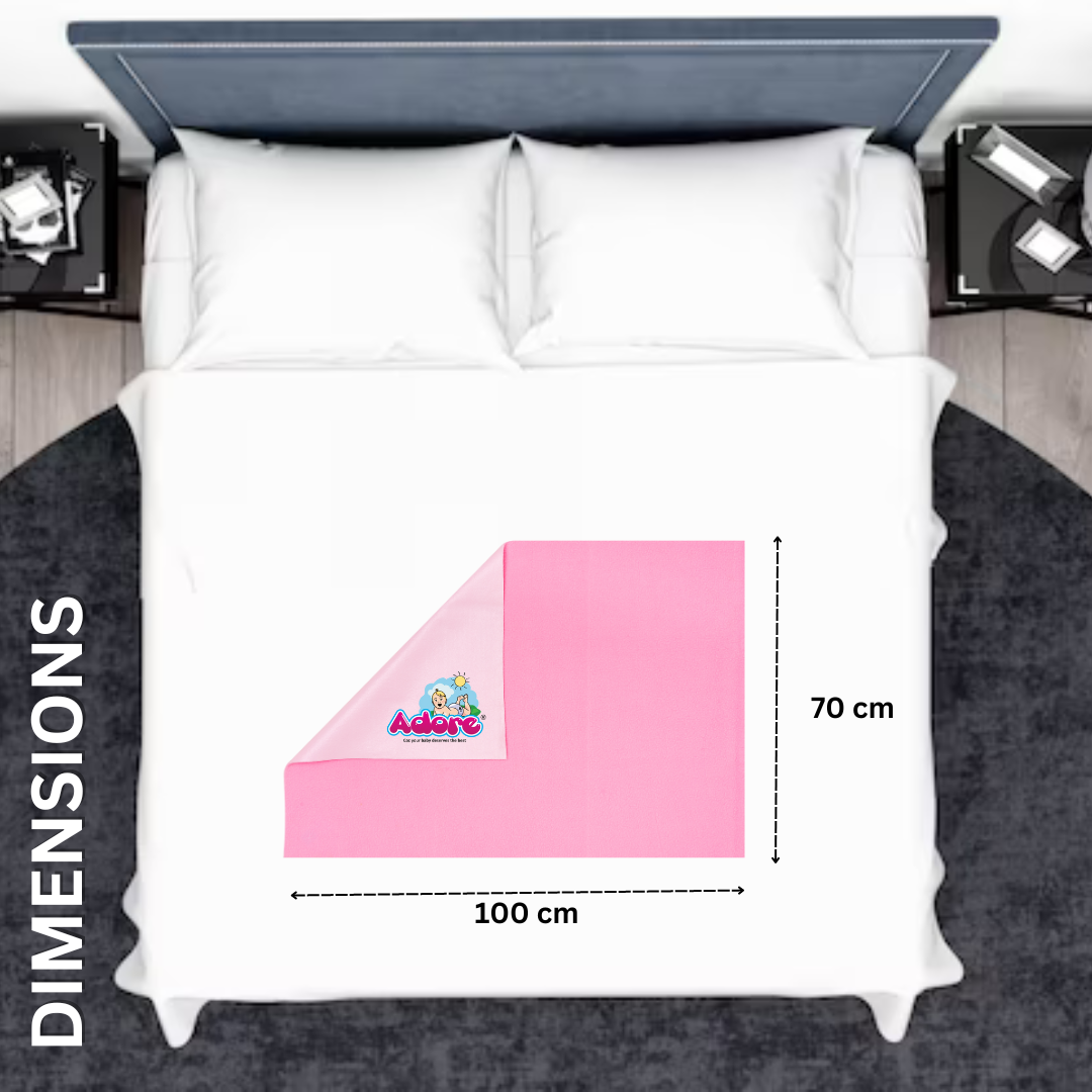 Adore Insta Dry Water Absorbent Baby Bed Protector Sheet - Medium - 70*100cm -PINK