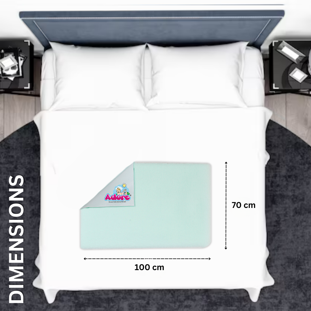 Adore Insta Dry Water Absorbent Baby Bed Protector Sheet - Medium - 70*100cm -SEA GREEN