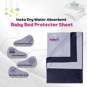 Adore Insta Dry Water Absorbent Baby Bed Protector Sheet - Large - 100*140cm -NAVY BLUE