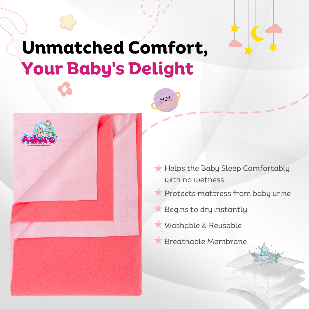 Adore Insta Dry Water Absorbent Baby Bed Protector Sheet - Large - 100*140cm -ROSEMARY