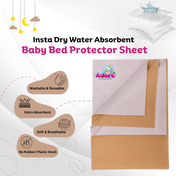 Adore Insta Dry Water Absorbent Baby Bed Protector Sheet - Large - 100*140cm -BEIGE